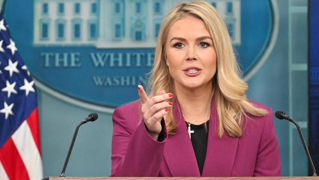 White House Press Secretary Karoline Leavitt speaks to reporters. Picture: AFP.