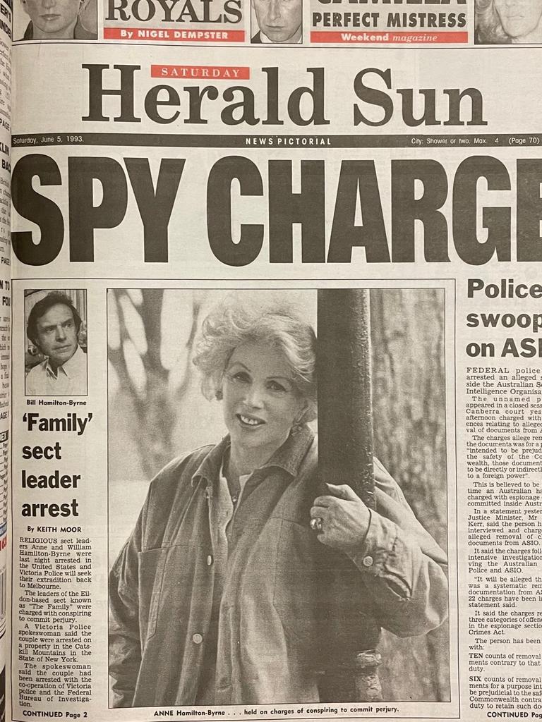 A story on cult leader Anne Hamilton-Byrne’s arrest was front page news for the Herald Sun, in June 1993.