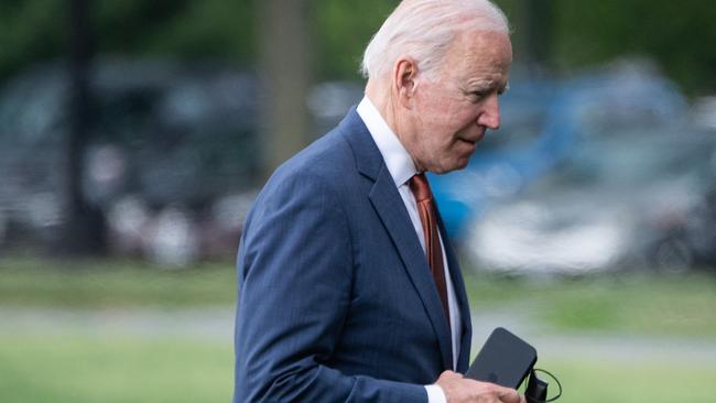 US President Joe Biden. Can’t see his pants but I assume they’re fine. Picture: Saul Loeb/AFP