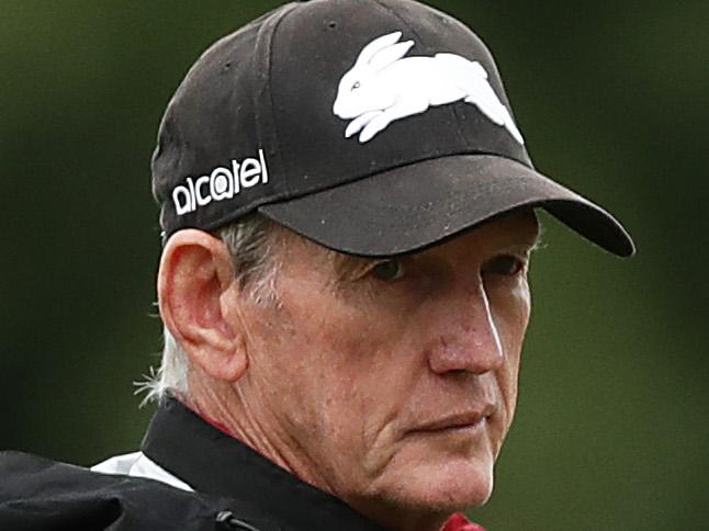 SYDNEY, AUSTRALIA - MARCH 09: Rabbitohs head coach Wayne Bennett looks on during a South Sydney Rabbitohs NRL training session at Redfern Oval on March 09, 2020 in Sydney, Australia. (Photo by Mark Metcalfe/Getty Images)