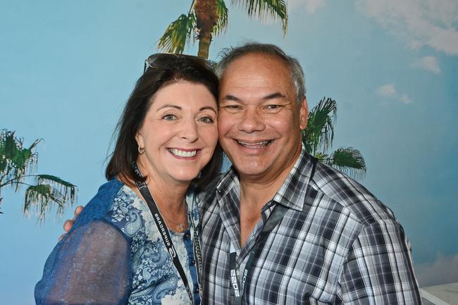 Ruth and Tom Tate in The Lounge at GC500 corporate suites, Main Beach. Pic: Regina King