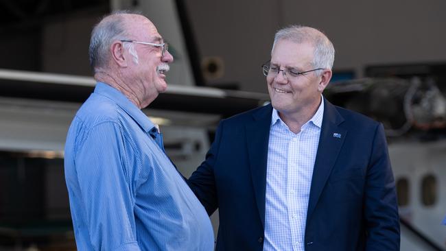 Prime Minister Scott Morrison visits Skytek Pty Ltd in Cairns, electorate of Leichhardt. Skytek provides specialist aviation-engineering services. Pty Ltd Picture: Jason Edwards