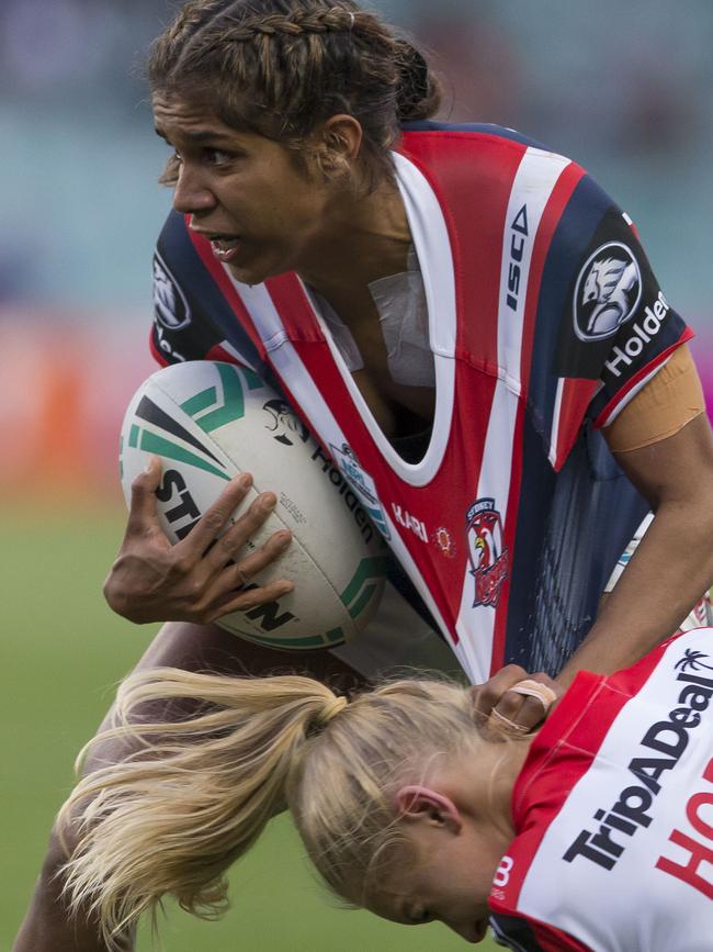 Taleena Simon in action for the Roosters. Picture: AAP/Craig Golding