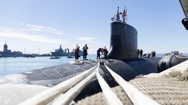 United States Navy Virginia-class submarine USS Minnesota alongside Fleet Base West in Western Australia.