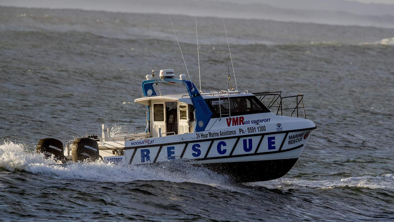 VMR Southport rescue boat at the Spit Wall, Main Beach. Picture: Jerad Williams