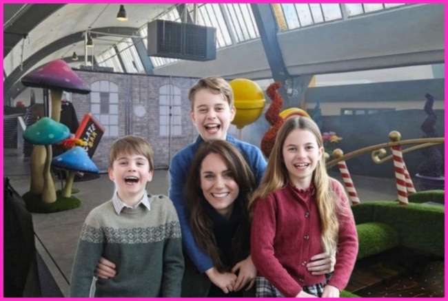 Kate and the kids at the Glasgow Willy Wonka experience.