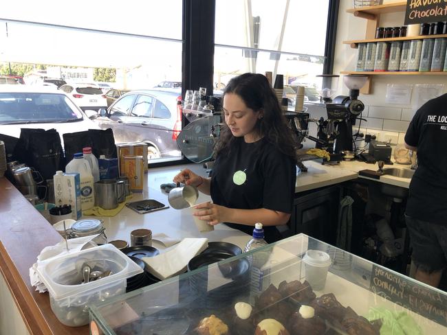 Zoe Dowd, from The Local Trade cafe in Kellyville, making a coffee during a busy morning today. #SnapSydney 2018. Picture: Gary Hamilton-Irvine