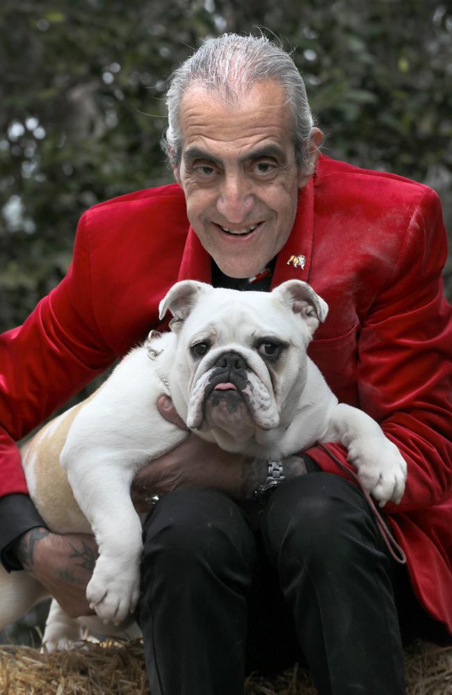 Tony Linardis with Elextra the British bulldog. Picture: Dean Martin