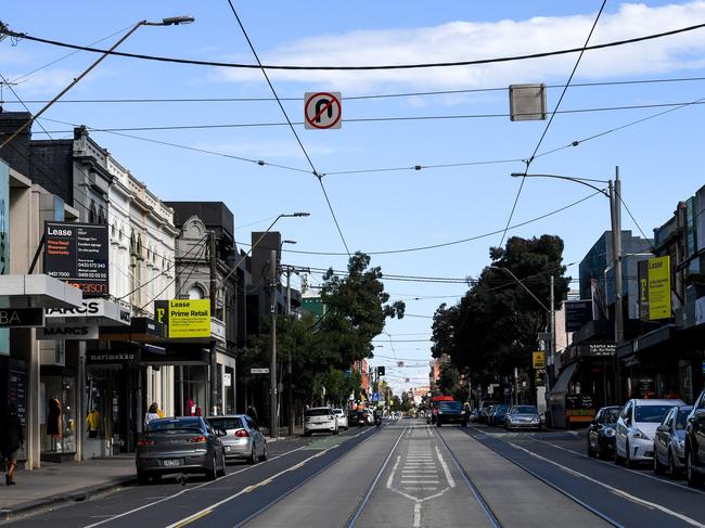 Self Distancing and stay home measures to combat the coronavirus are taking hold in Chapel st South Yarra in Melbourne's South East. PICTURE : PENNY STEPHENS. FRIDAY 3RD APRIL  2020