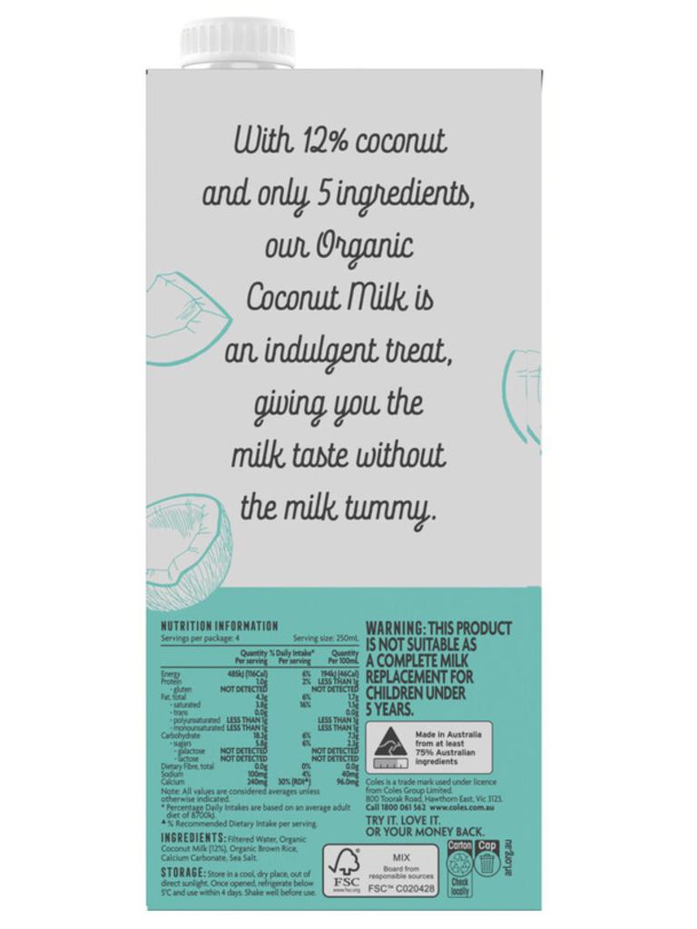 The plant-based product states it is dairy and lactose free. Picture: Supplied