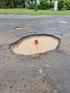 A pothole in the Dungog shire which has slowly got bigger with more rain. Supplied.