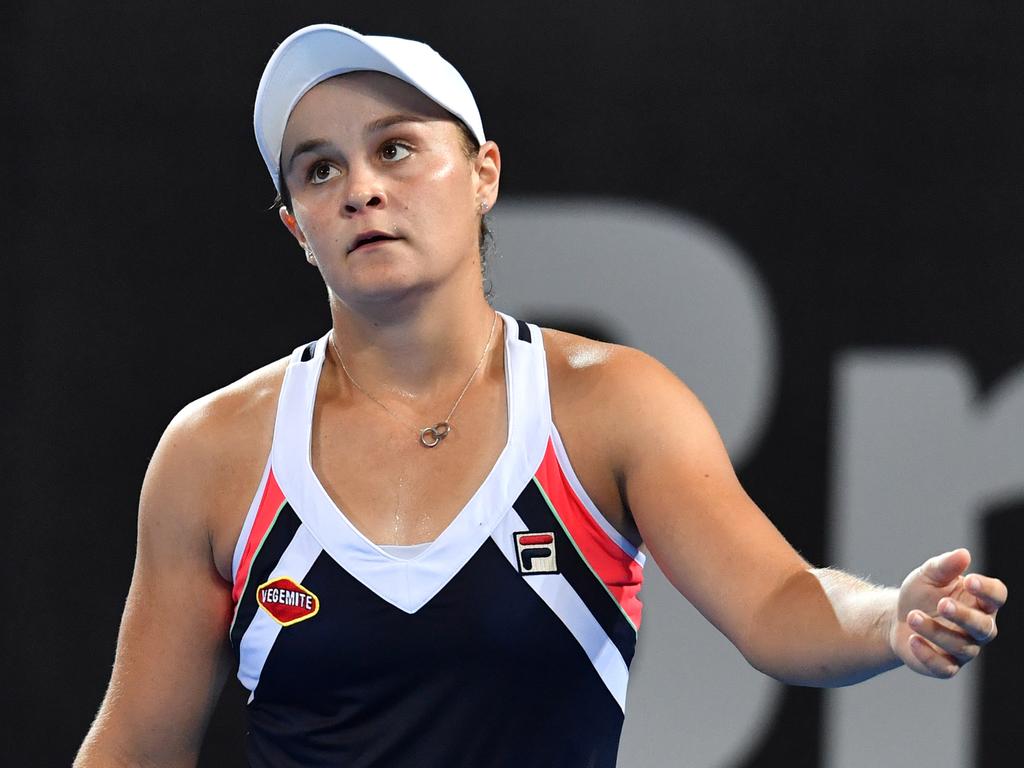 Ash Barty was beaten by Lesia Tsurenko at the 2018 Brisbane International. Picture: AAP