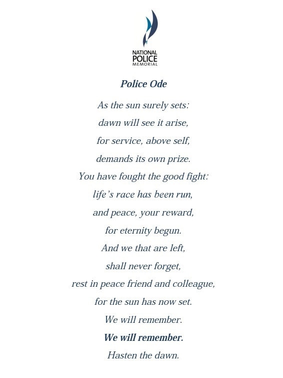 Police Ode written in 1995 by WA Police Chaplain Barry May. Picture: Supplied.