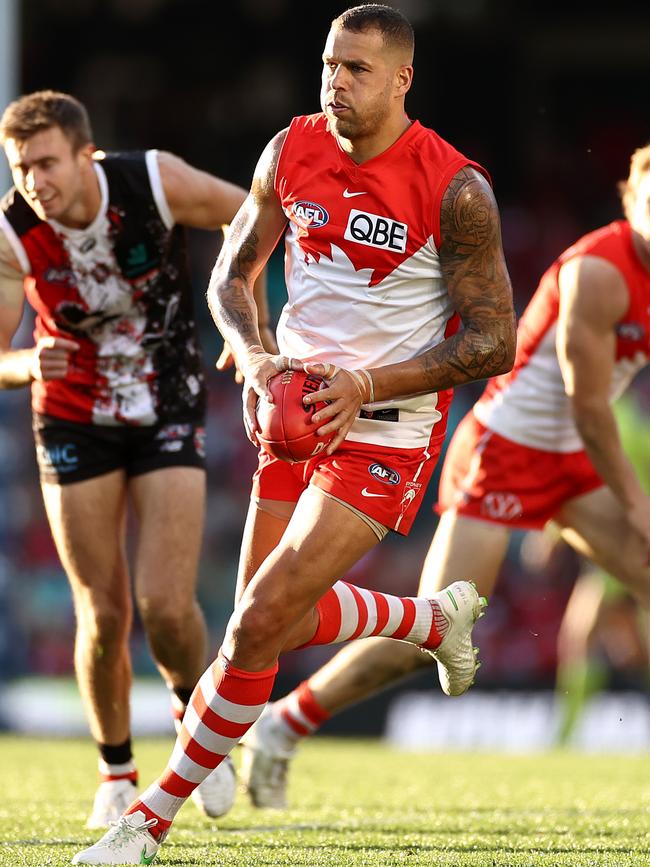 Lance Franklin had a big say in the Swans’ win over the Saints. Picture: Cameron Spencer/Getty Images