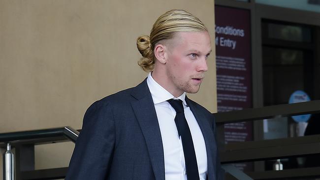 Thomas Cameron leaves the Melbourne Magistrates’ Court. Picture: Ian Currie