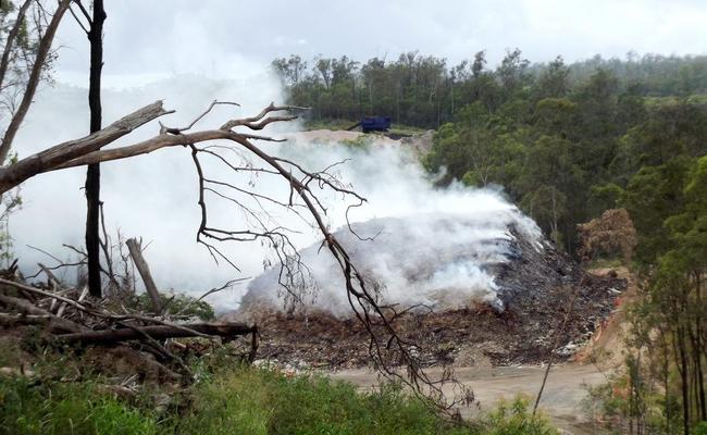 A massive pile of waste burning at a Bio-Recycle dump site at Ripley. Photo: Contributed. Picture: Contributed