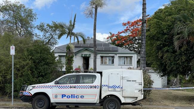 Police outside the Sarina home. Picture: Fergus Gregg