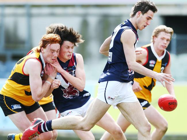 Ben King kicks a goal for the Sandringham Dragons against Dandenong Stingrays in the TAC Cup preliminary final in September. Picture: Michael Dodge