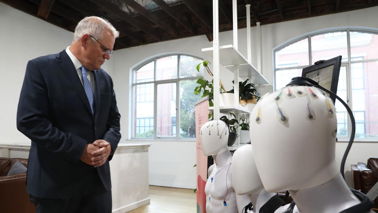 Former Prime Minister Scott Morrison tours the Seer medical facility in Melbourne in 2021. Picture: David Crosling/NCA NewsWire