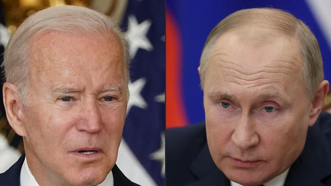 Joe Biden and Vladimir Putin. Picture: AFP.