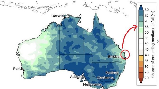 GOOD ODDS: There is between a 65 – 70% chance of rainfall reaching the median range in the Gympie region between now and December. Picture courtesy of the Bureau of Meteorology.