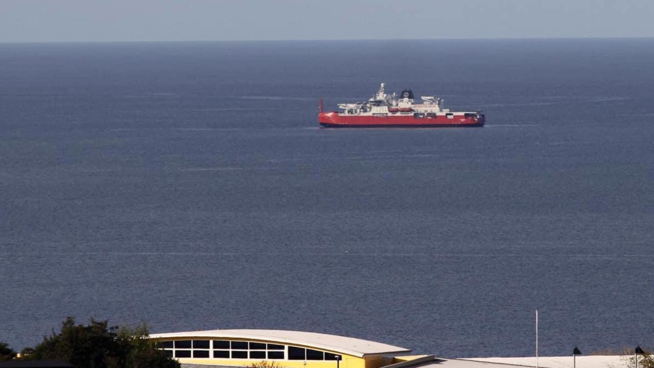 The Nuyina offshore at Burnie. Picture: Shayne Andrews