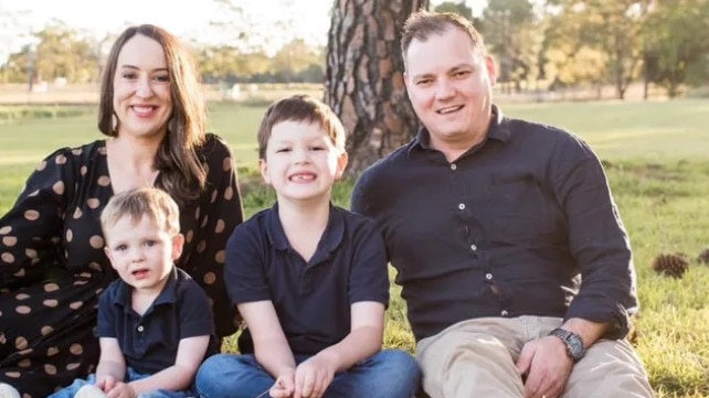 Mount Cotton’s Vanessa Hyland with husband Shannon and their two sons, Lachlan, 3, and Jack, 7. Pictures: Contributed