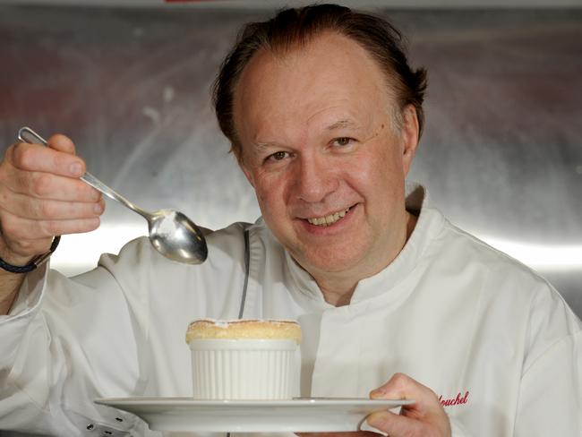 French chef Philippe Mouchel with a souffle, his favourite French dessert. Picture: Andrew Henshaw