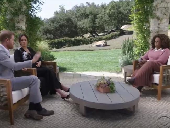 The Sussexes with Oprah during a bombshell CBS interview.