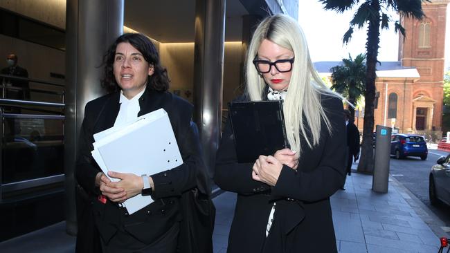 Elaine Stead, right, with barrister Sue Chrysanthou outside court on Monday. Picture: Jane Dempster