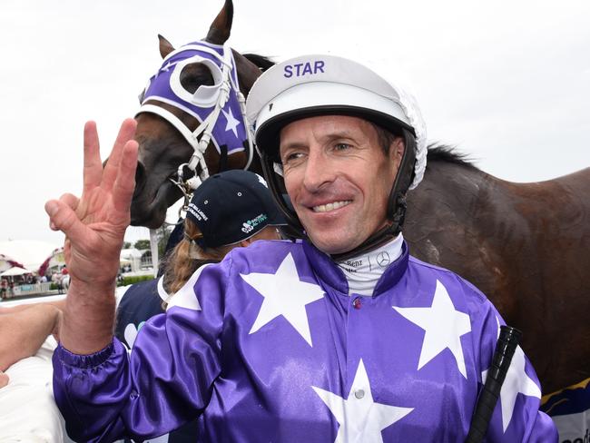 Winner of race 5  Invincibella jockey Hugh Bowman at the Magic Millions race day at the Gold Coast Turf Club. (Photo/Steve Holland)