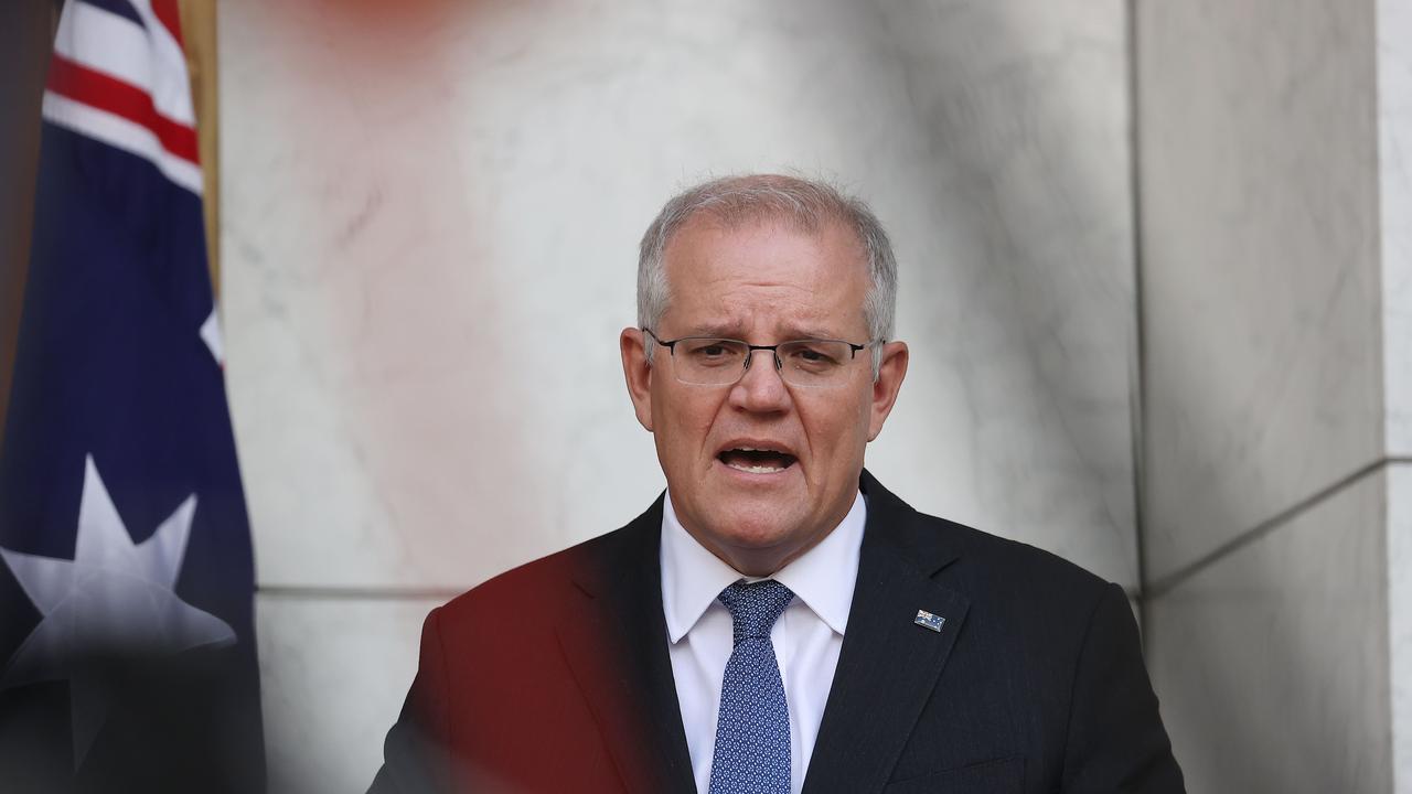 Prime Minister Scott Morrison said Australia will work with the US and the UK in responding to the rising Russia/Ukraine tensions, but no request has been made yet. Picture: NCA NewsWire / Gary Ramage