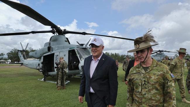 Prime Minister Scott Morrison visits the Robertson Barracks in Darwin. Picture Adam Taylor/PMO