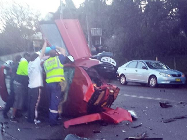 The wreck of Kay Shaylor’s Mitsubishi Mirage.