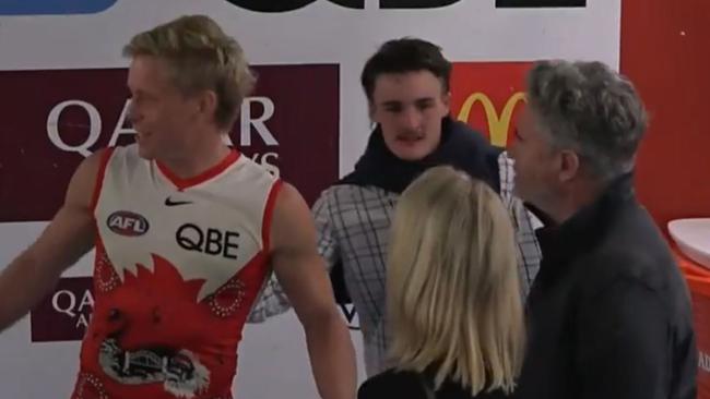 Hughesy was called out for being in the Swans rooms. Photo: Channel 7