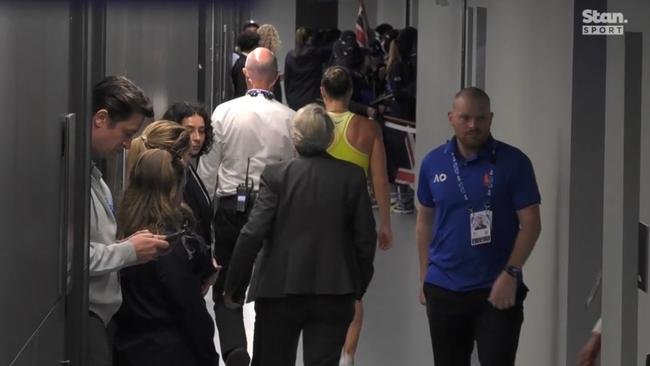 She then walked off the court. Picture: Stan Sport