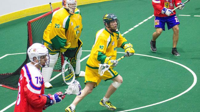 Eltham Lacrosse Club’s Keith Nyberg in action for Australia.