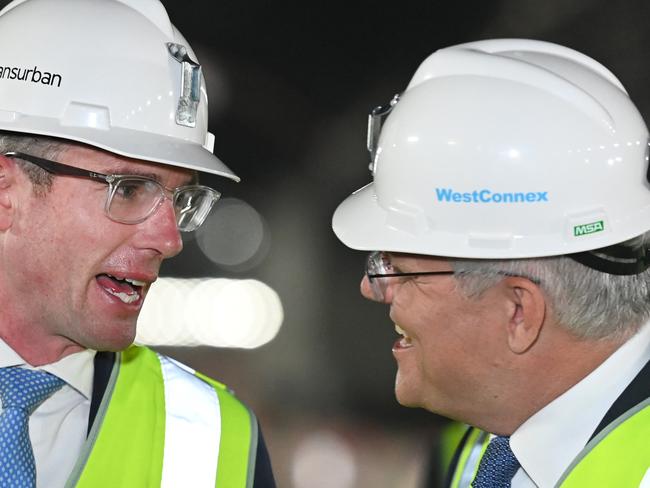 SYDNEY, AUSTRALIA - NewsWire Photos November 5, 2021: Australian Prime Minister Scott Morrison and New South Wales Premier Dominic Perrottet tour the WestConnex M4-M5 Link Tunnel in Sydney.Picture: NCA NewsWire / Jeremy Piper