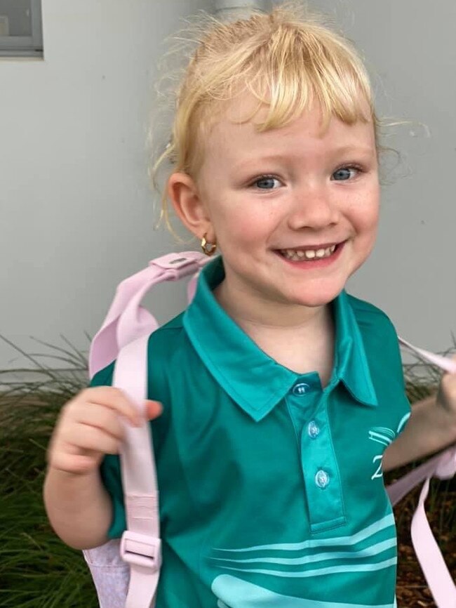 Annabelle Graetz’s first day of Preschool 2021. Picture: Shannon Graetz