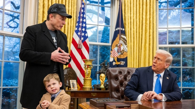 Musk and his son joined Donald Trump in the Oval Office earlier this week. Picture: AFP