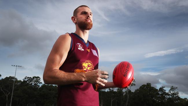 Former Carlton AFL player Liam Jones at training for his new club Palm Beach Currumbin. Picture: Glenn Hampson