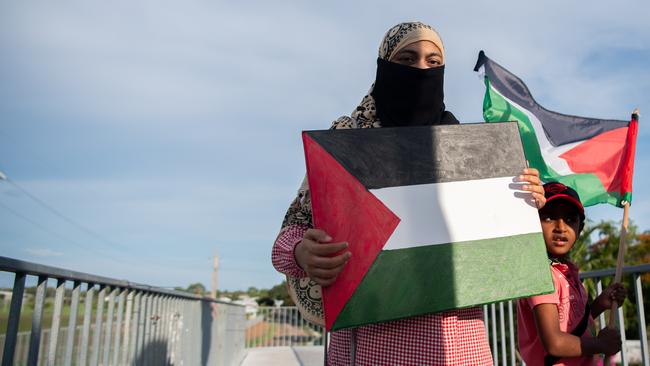 Rizvana Patan at the Pro-Palestine protesters in Darwin joined global calls for an immediate ceasefire on International Day of Solidarity with the people of Palestine on Bagot Road, Darwin. Picture: Pema Tamang Pakhrin