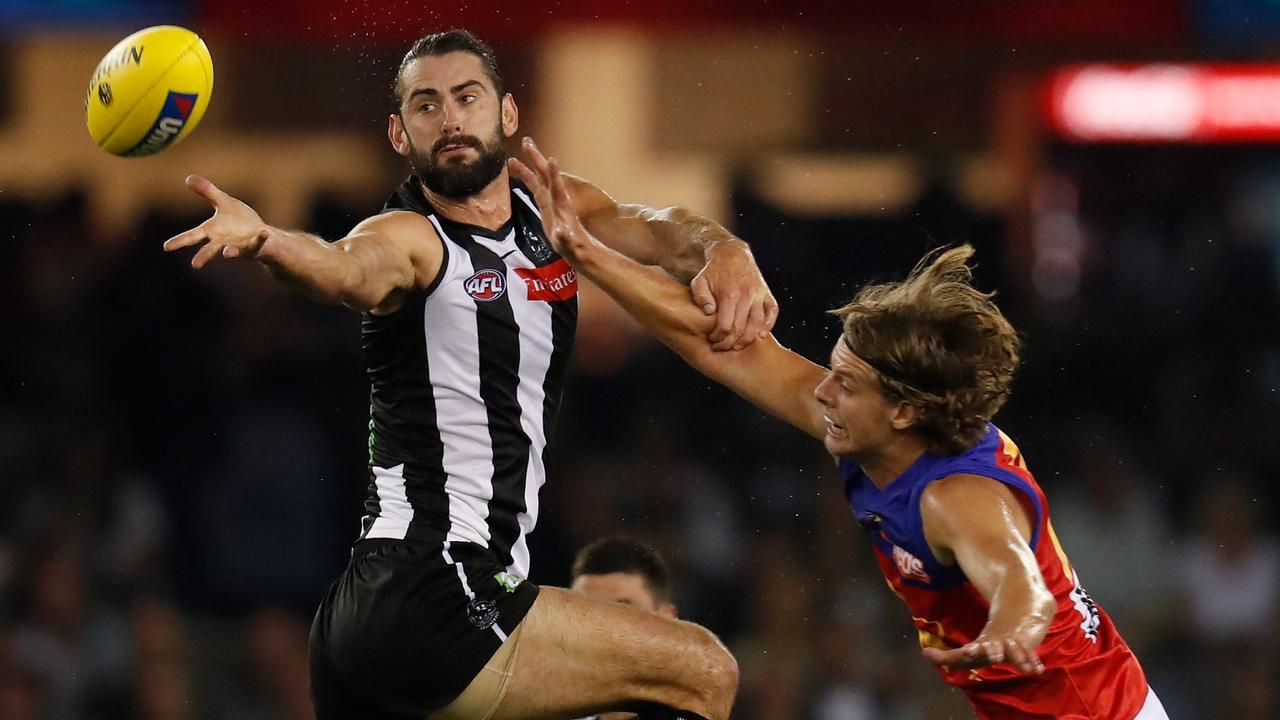Brodie Grundy smashed Brisbane at the hitouts.