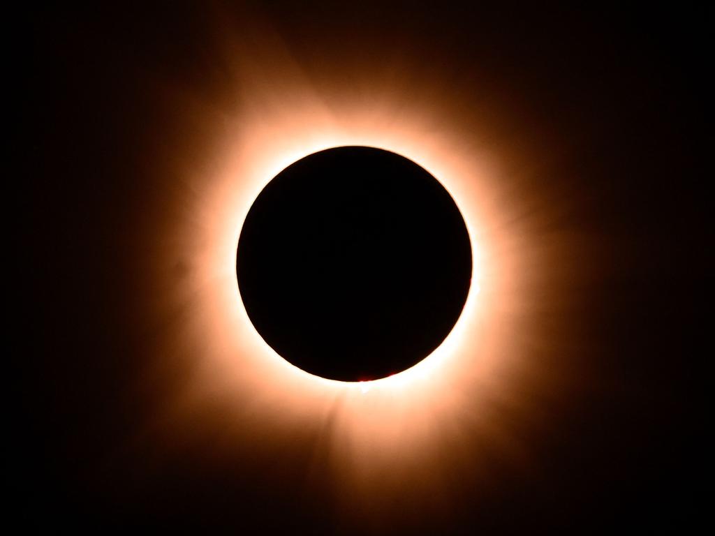 The moon eclipses the sun during a total solar eclipse across North America, in Bloomington, Indiana. Picture: AFP