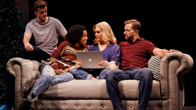 Liam Head, Emily Nkomo, Natalie Bassingthwaighte and Tim Draxl in Jagged Little Pill. Picture: Daniel Boud