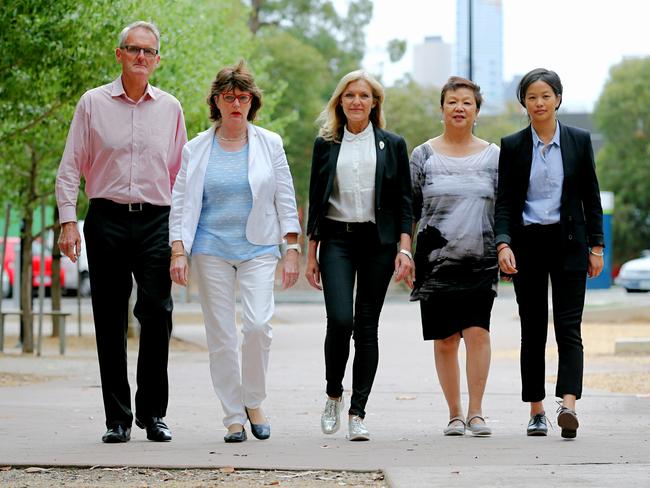 Social, political and health leaders backing the safe ­injecting room trial include Greg Denham (Yarra Drug and Health Forum), Judy Ryan (Residents for Victoria Street Drug Solutions), Fiona Patten MP, Kuan Chen (Community Health Nurse) and Mi-Lin Chen Yi Mei (Councillor for Melbourne Ward)