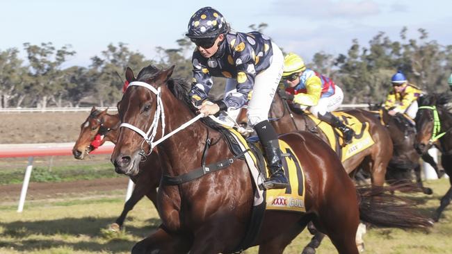 Outback Crumpet draws away to win at Gunnedah in July. Picture: Bradley Photos