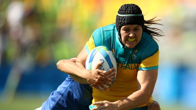 Sharni Williams on her way to scoring at the Rio Olympic Games. Australia ended up winning a historic gold medal.