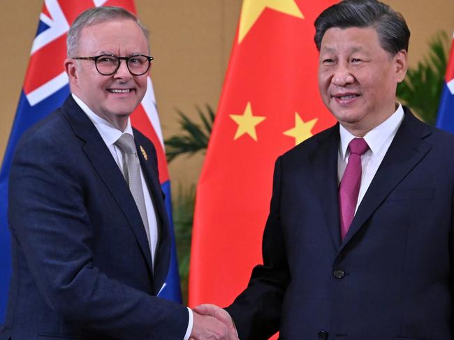 Australia's Prime Minister Anthony Albanese meets China's President Xi Jinping in a bilateral meeting during the 2022 G20 summit in Nusa Dua, Bali, Indonesia, Tuesday, November 15, 2022. (AAP Image/Mick Tsikas) NO ARCHIVING