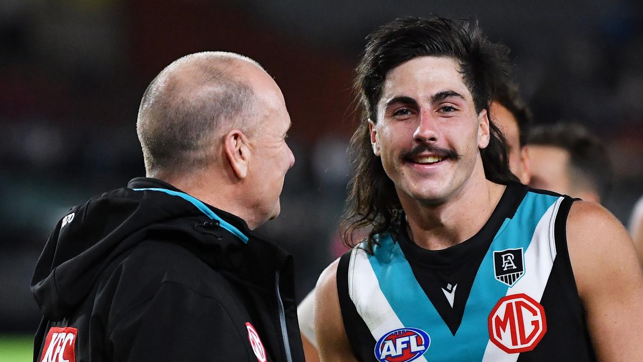 Hinkley and Jones after the Richmond game. Picture: Mark Brake/Getty Images